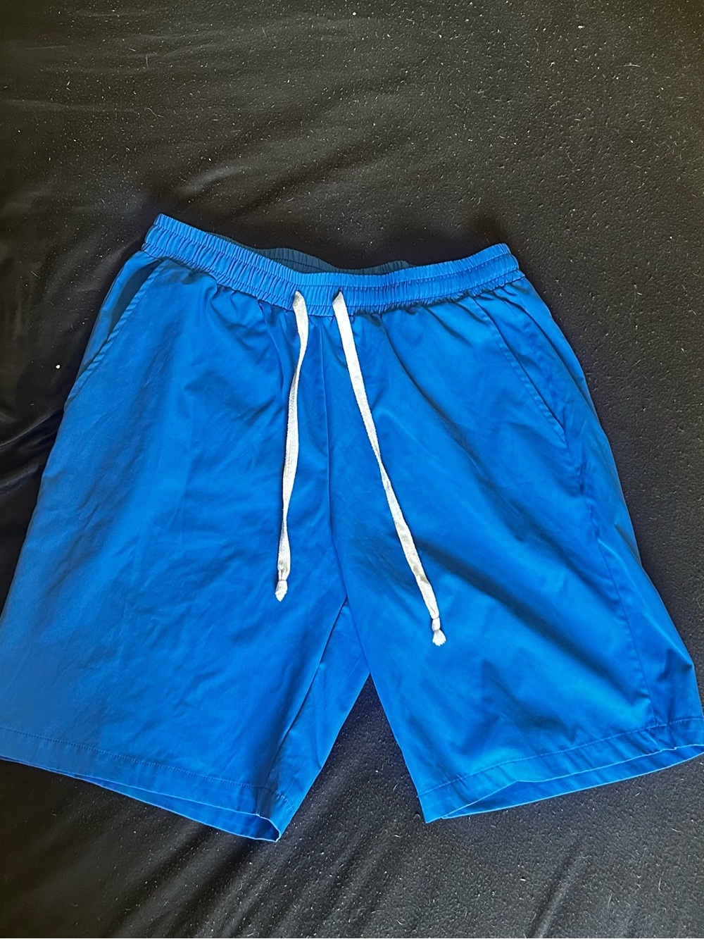 SHEIN Bright Blue Men's Swim Trunks with White Drawstring